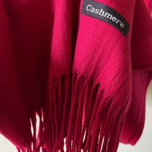 New Cashmere Wine red soft fringe scarf